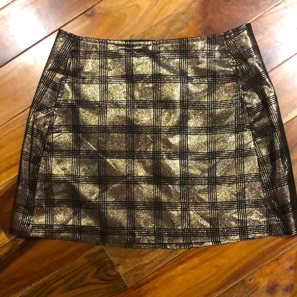 Gold and black plaid Urban Outfitters skirt